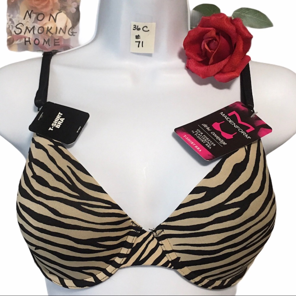 BRA MAIDENFORM DEMI COVERAGE ZEBRA PRINT 36C NWT